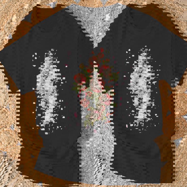 言葉、愛、幸福、平和のピンクのバラの花束 Tシャツ 高齢者への贈り物