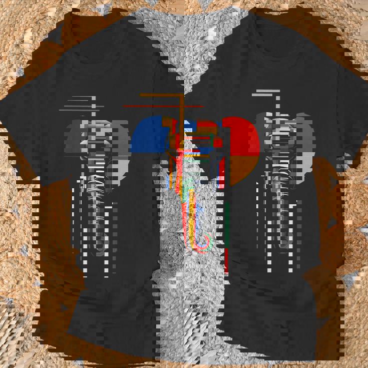 象 抽象 動物 アート 幾何学模様 グラフィック 象 Tシャツ 高齢者への贈り物