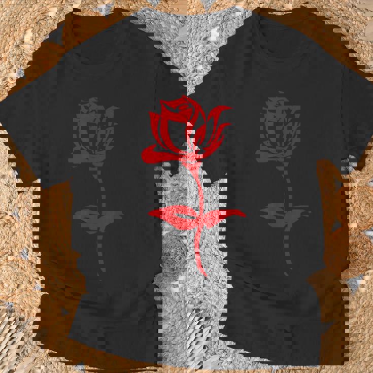 赤いバラ ミニマリスト お絵かき 花 薔薇 恋人 ガーデニング Tシャツ 高齢者への贈り物