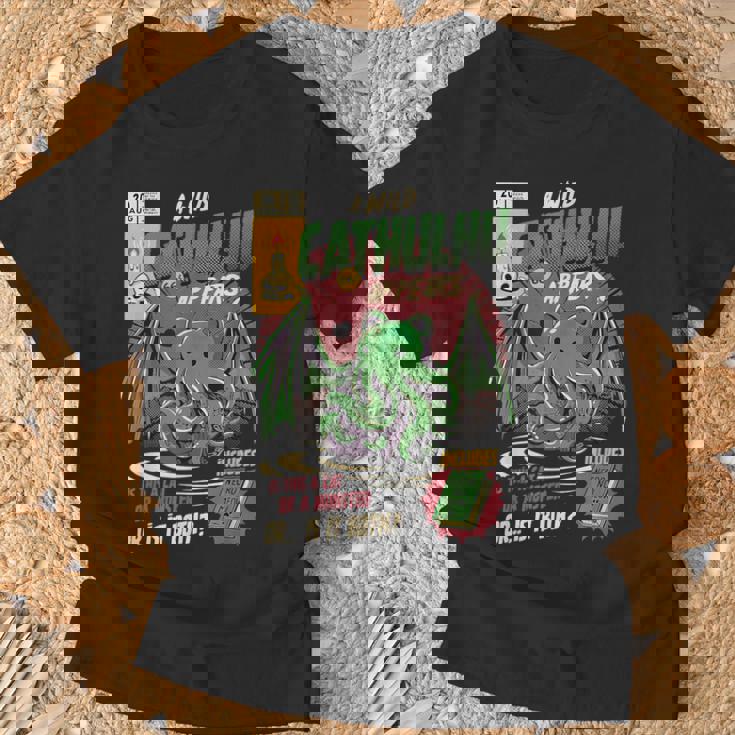 野生のカトゥルフが現れる猫か怪物か変な猫-クトゥルフ Tシャツ 高齢者への贈り物
