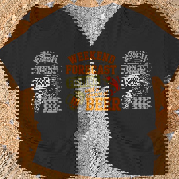 釣り人のための面白い釣りとビールの週末予報 Tシャツ 高齢者への贈り物