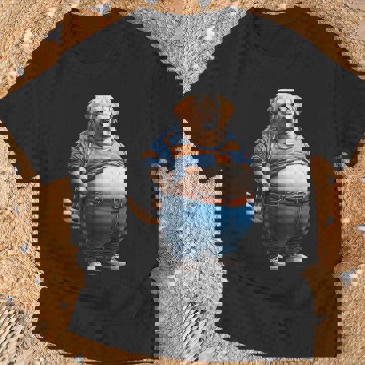 陽気なチャンキーラブラドールレトリバーtシャツ 太った犬愛好家向け Tシャツ 高齢者への贈り物