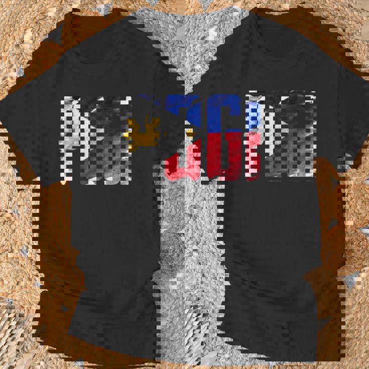 陽気なポギ タガログ語 ピノイ ステートメント フィリピン国旗 Tシャツ 高齢者への贈り物