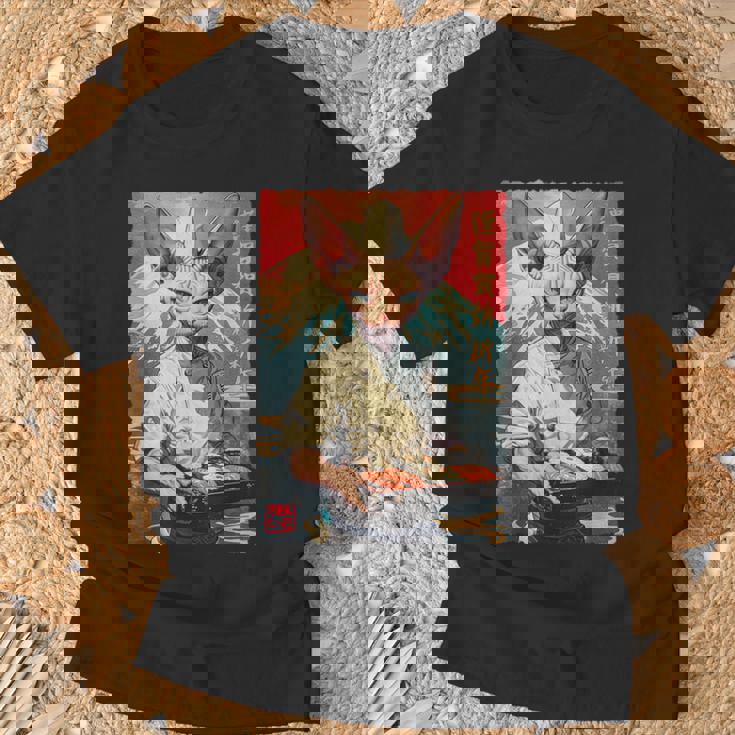 面白い かわいい 和食 アニメ アート スフィンクス 猫 寿司 シェフ Tシャツ 高齢者への贈り物