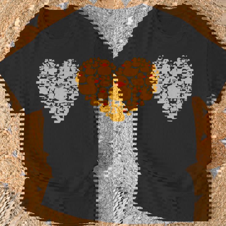 面白い ラバーダック ギフト メンズ レディース クールラバー アヒル ハート Tシャツ 高齢者への贈り物