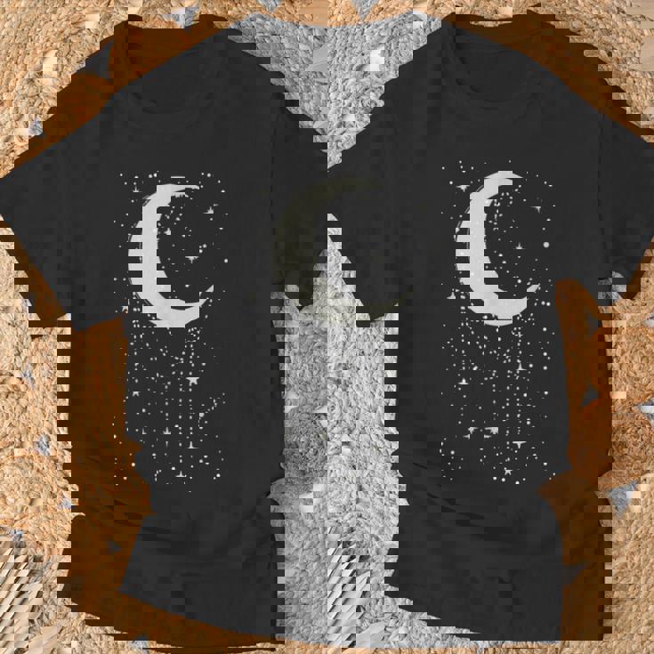 面白い 月 アート メンズ レディース キッズ 銀河 夜空 月 Tシャツ 高齢者への贈り物