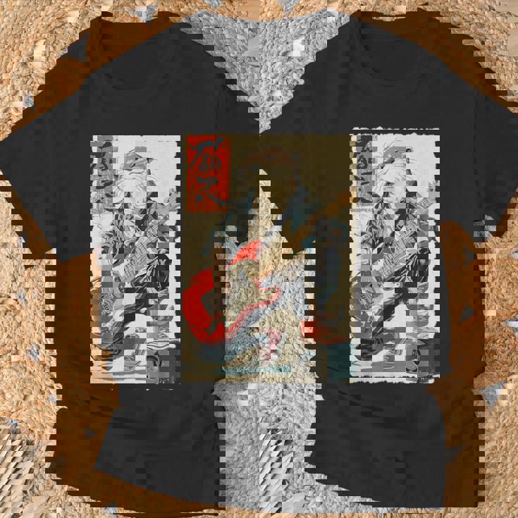 面白い 漫画 アニメ 日本美術 カワウソ ギターを弾く ロック Tシャツ 高齢者への贈り物