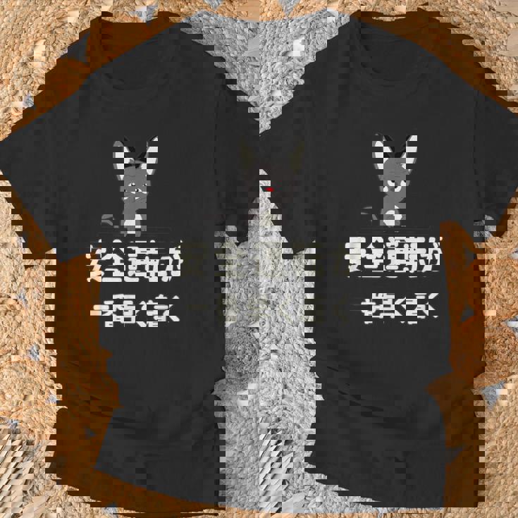 面白い 猫 文字入り 「安全運転が一番早く着く」おもしろギャグ-ジョーク 漢字 安全運転が一番早く着く Tシャツ 高齢者への贈り物