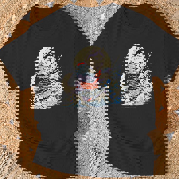 面白いtシャツ シベリアンハスキー 浮世絵 イヌ わんこ メンズ 犬好き グッズ おもしろ 面白い 服 ネタ Tシャツ 高齢者への贈り物