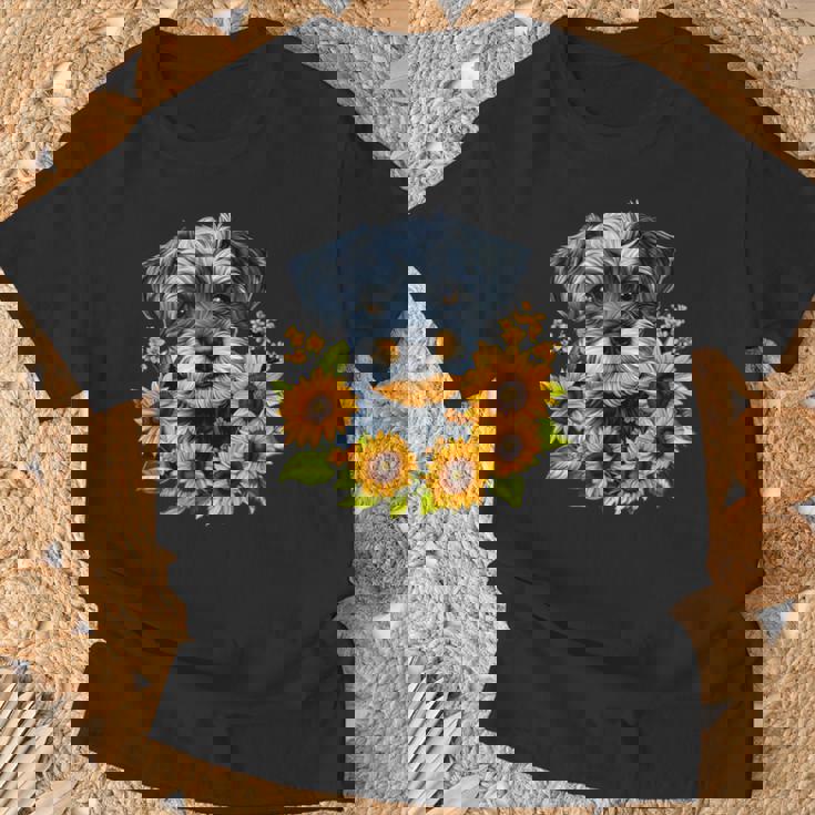 面白いtシャツ シュナウザー ひまわり イヌ メンズ 好き グッズ かわいい おもしろ 面白い 服 ネタ Tシャツ 高齢者への贈り物