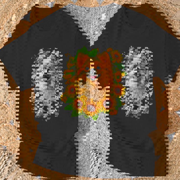 面白いtシャツ ポメラニアン ひまわり わんこ メンズ 犬好き グッズ かわいい おもしろ 面白い 服 ネタ Tシャツ 高齢者への贈り物