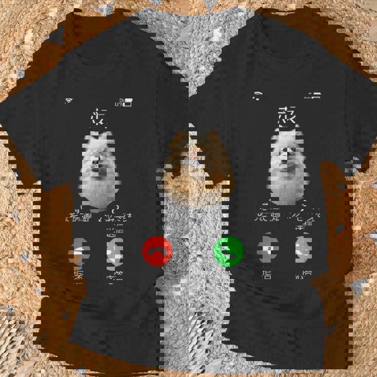 面白いtシャツ ポメラニアン 着信 犬 イヌ メンズ グッズ かわいい おもしろ 面白い 服 ネタ わんこ Tシャツ 高齢者への贈り物