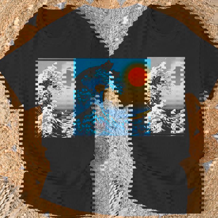 面白いtシャツ 猫 ネコ 浮世絵 海 メンズ 猫好き グッズ おもしろ 面白い 服 ネタ にゃんこ 猫の下僕 Tシャツ 高齢者への贈り物