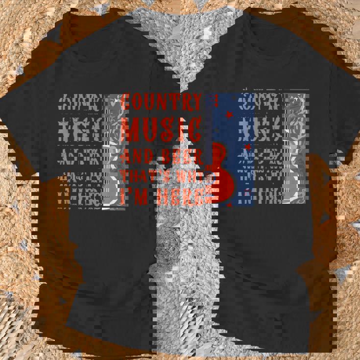 面白いカントリーミュージック&ビール音楽祭 アコースティックギター Tシャツ 高齢者への贈り物
