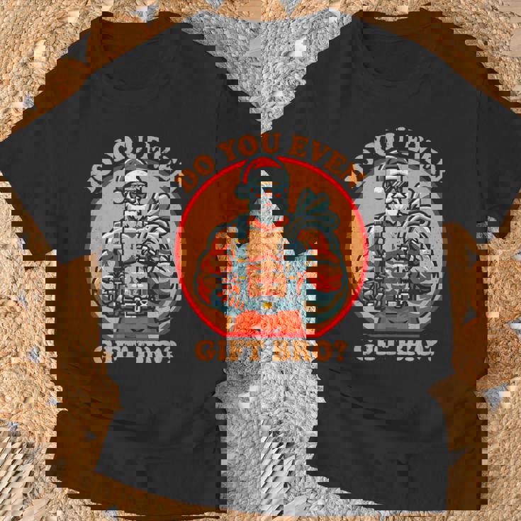 面白いクリスマス ウエイトリフティング ボディビルディング 筋肉質サンタ Tシャツ 高齢者への贈り物