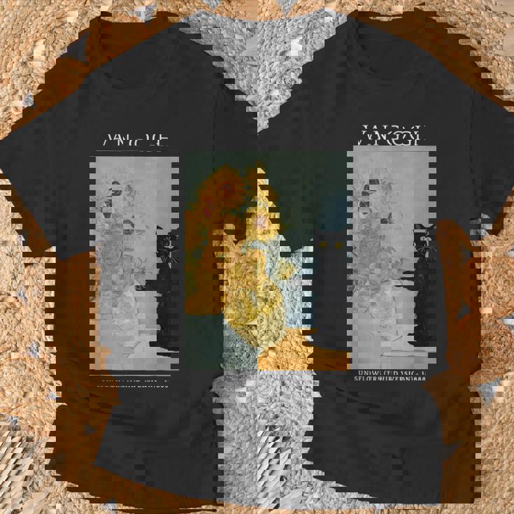 面白いゴッホ ひまわり 猫 ミーム ゴッホ アート Tシャツ 高齢者への贈り物