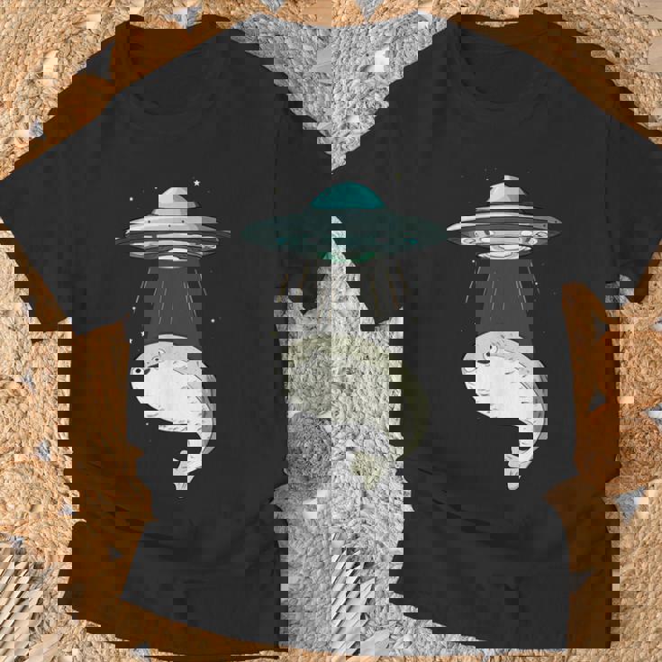 面白いサカバンバスピス フィッシュミーム Ufo アブダクション Tシャツ 高齢者への贈り物