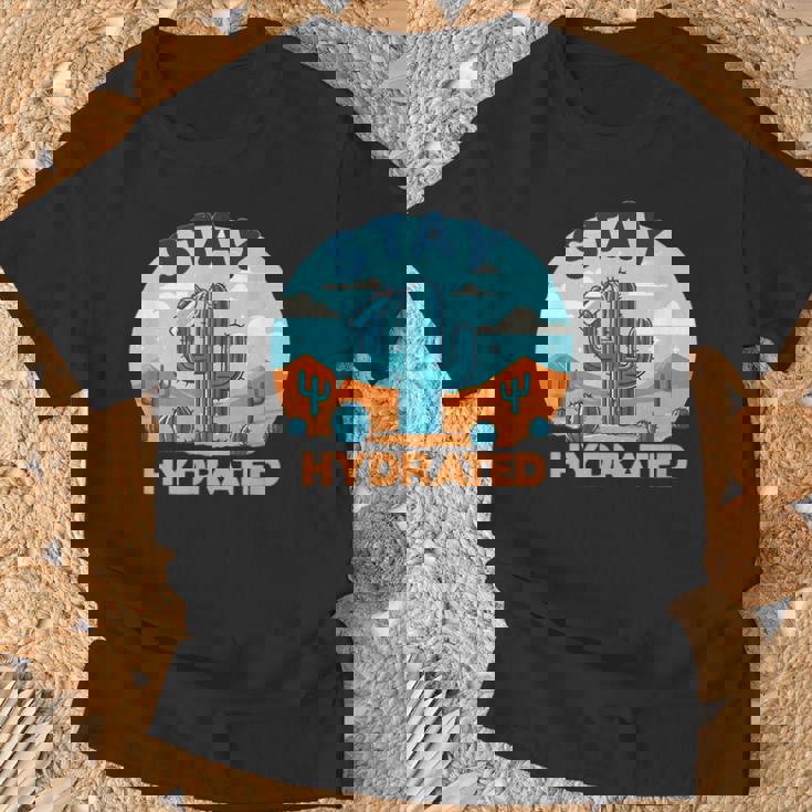 面白いサボテンの水やり-水分補給 Tシャツ 高齢者への贈り物