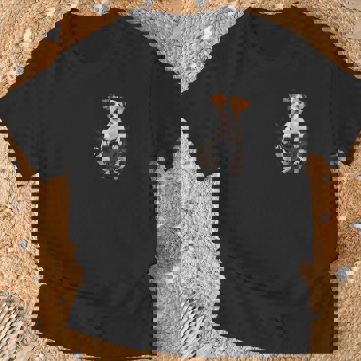 面白いジャックラッセルテリア犬ポケット犬愛好家 Tシャツ 高齢者への贈り物