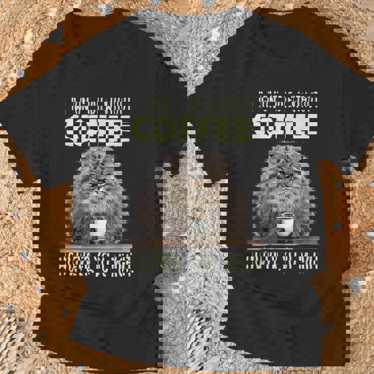 面白いパラス キャット コーヒー ドリンカーコーヒー愛好家 マヌルネコ Tシャツ 高齢者への贈り物