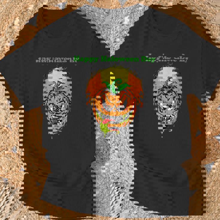 面白いパンプキン&ムーン ハッピーハロウィンデー Tシャツ 高齢者への贈り物