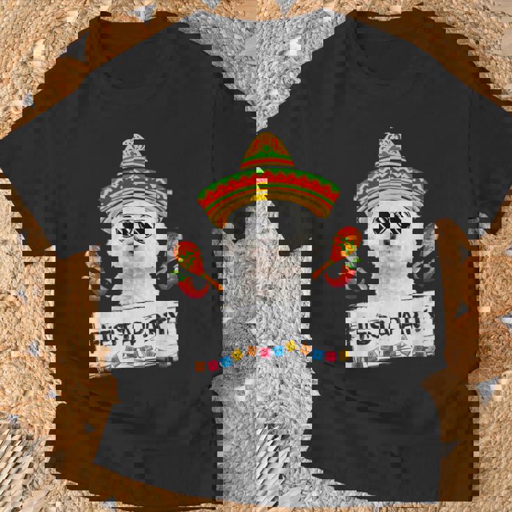 面白いパーティー かわいいビション・フリーゼ ソンブレロ サングラス Tシャツ 高齢者への贈り物