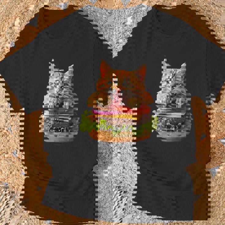 面白いファーストフードハンバーガー愛好家猫猫愛好家 Britishhorthair Burger Cat Food Tシャツ 高齢者への贈り物