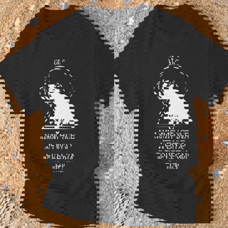 面白いマムート石器時代の氷河期デザイン 先史時代のデザイン 長袖tシャツ Tシャツ 高齢者への贈り物