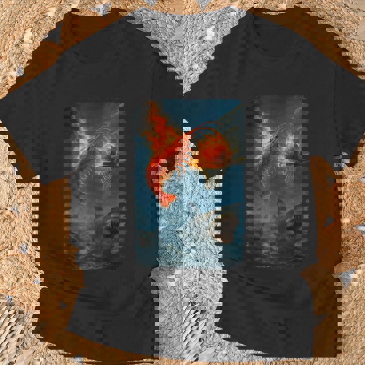 面白い燃えるようなエビスラムダンキングサメのミーム。 Tシャツ 高齢者への贈り物