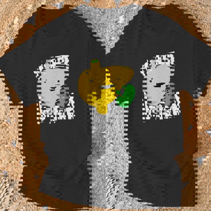 面白い臓器ボディパーツ肝臓の恋人ない戦闘機 Tシャツ 高齢者への贈り物