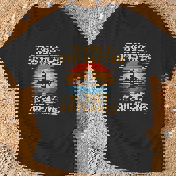 飛行機 簡単 気を取られる 747 飛行機 面白い パイロット Tシャツ 高齢者への贈り物