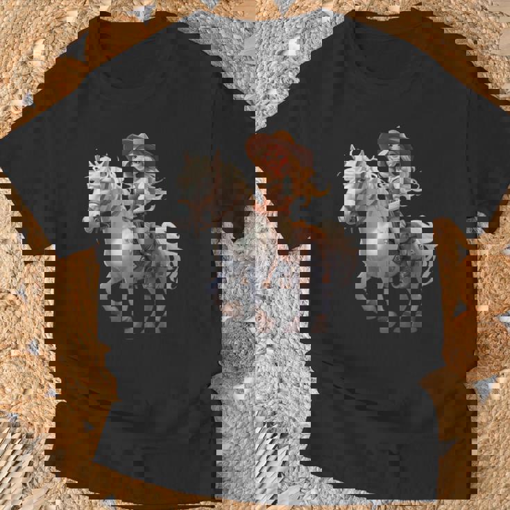 馬 女の子 西洋 乗馬 ポニー 水彩 馬 Tシャツ 高齢者への贈り物