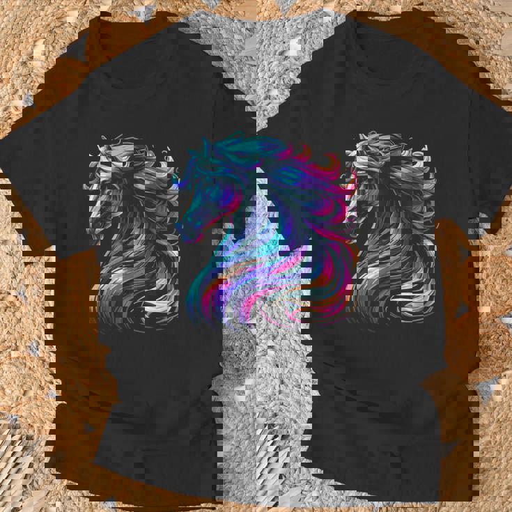 馬愛好家のための鮮やかな馬のファンタジー Tシャツ 高齢者への贈り物