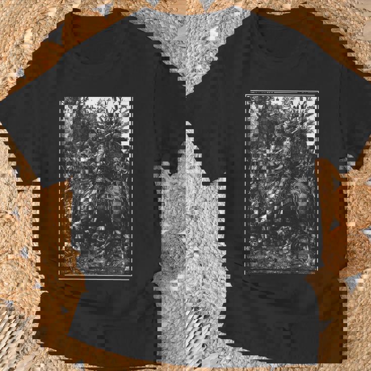 騎士、死と悪魔 1513 アルブレヒト・デューラー 銅彫刻 Tシャツ 高齢者への贈り物