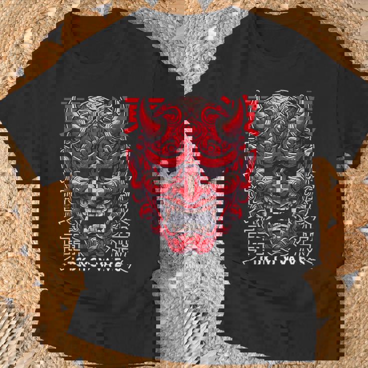 鬼マスク フェイス 妖怪 悪魔 般若 日本 鬼マスク Tシャツ 高齢者への贈り物