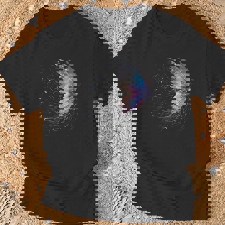 魔法の蝶 神秘的な蝶 銀河 星 Tシャツ 高齢者への贈り物