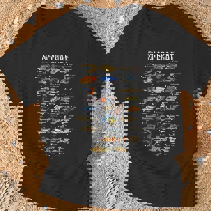 魚 アルファベット 教育 淡水 種 釣り Tシャツ 高齢者への贈り物