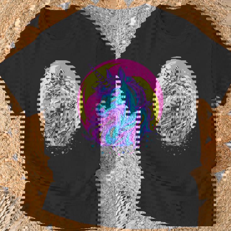 鮮やかなユニコーン マジック ファンタジー ムーンライト Tシャツ 高齢者への贈り物