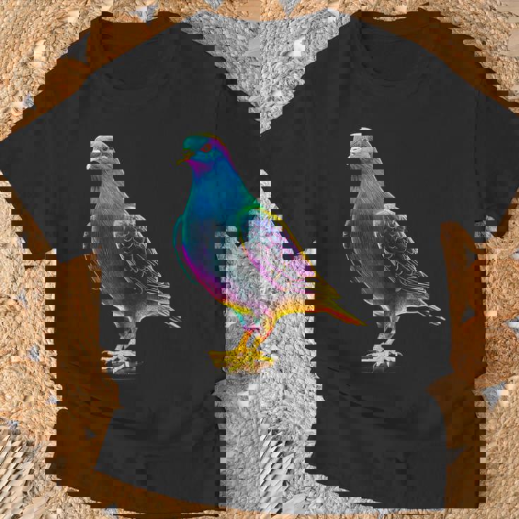 鳩 カラフル 動物 動物園 アートワーク 鳩 Tシャツ 高齢者への贈り物