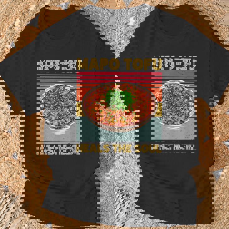 麻婆豆腐 魂を癒す 中華料理 ファン 面白い レトロ Tシャツ 高齢者への贈り物