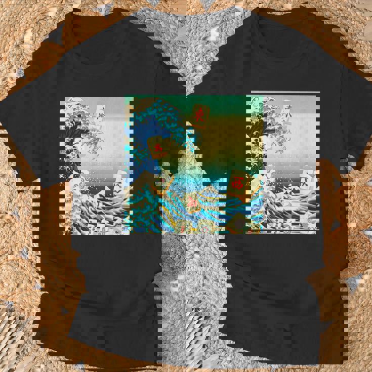 麻雀 おもしろ グッズ 服 筆文字 面白いtシャツ 文字入り 面白い 文字 ネタ メンズ 葛飾北斎 浮世絵 風 Tシャツ 高齢者への贈り物