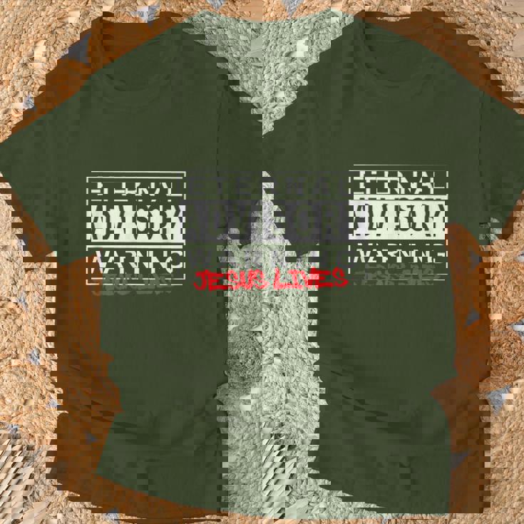 Eternal Advisory Warning Jesus Lives Cool Christmas Tシャツ 高齢者への贈り物