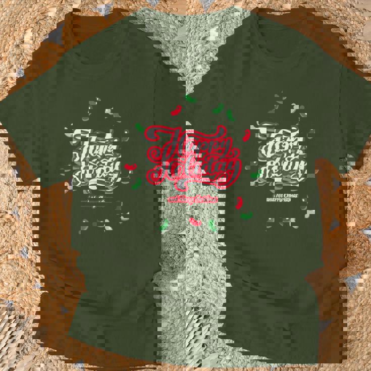 Happy Holiday And Merry Christmas Quote Festive Greetings Tシャツ 高齢者への贈り物