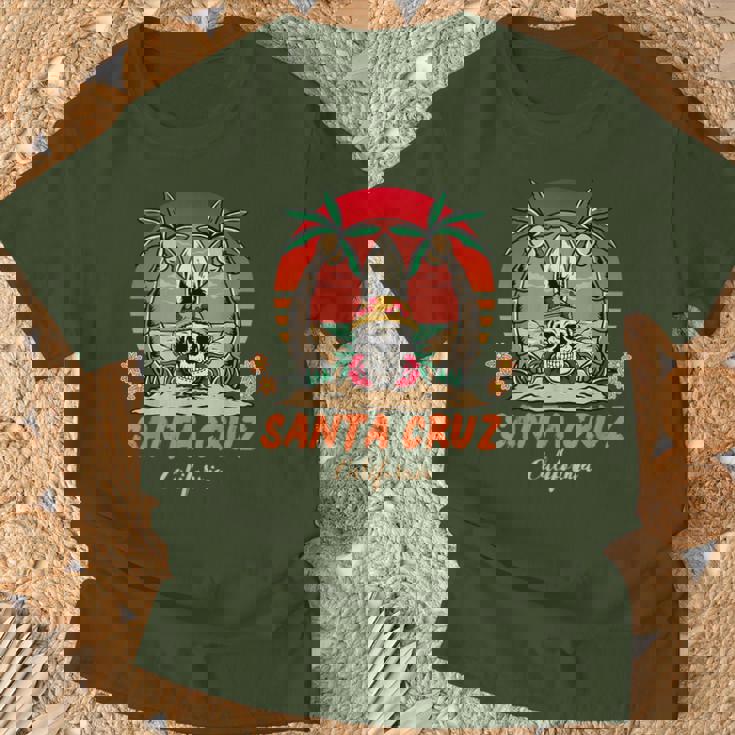 Santa Cruz カリフォルニア ヴィンテージ スケルトン サーファー サンタクルーズ Tシャツ 高齢者への贈り物