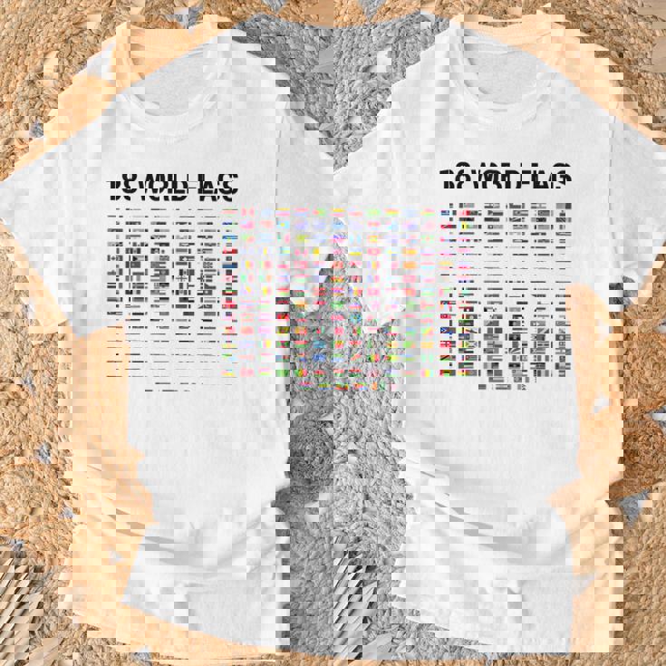 188 世界の国旗 世界の国旗 世界地図 Tシャツ 高齢者への贈り物