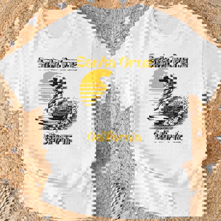 70S 80S Ca レトロ サーフィン ペリカン サンタクルーズ Tシャツ 高齢者への贈り物