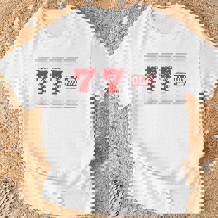 77 歳 喜寿 77歳 77才 お祝い 男性 女性 喜寿祝い 父 母 きじゅ 誕生日 スロット パチスロ Tシャツ 高齢者への贈り物