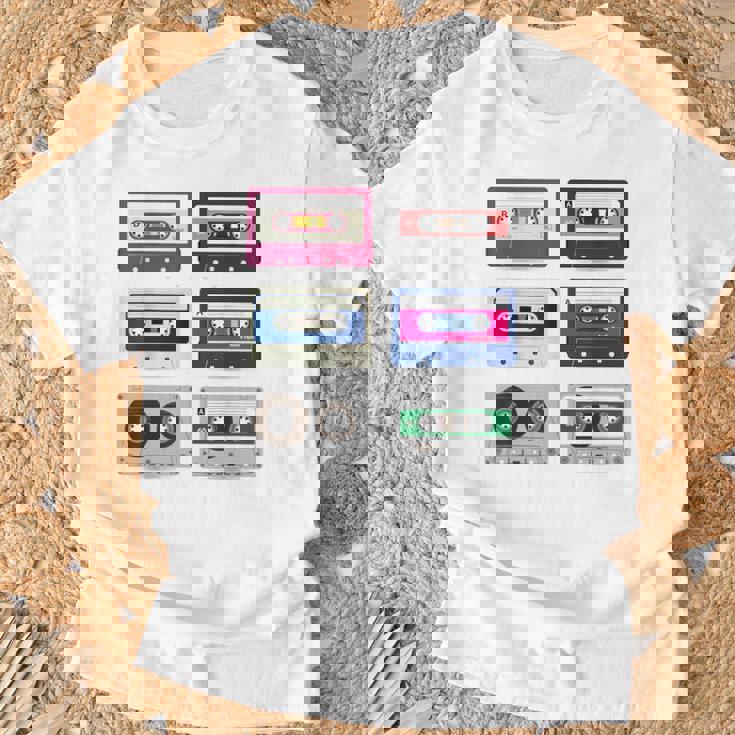 80 年代のロック カセットシャツ男性ヴィンテージ ロック カセット テープ Tシャツ 高齢者への贈り物