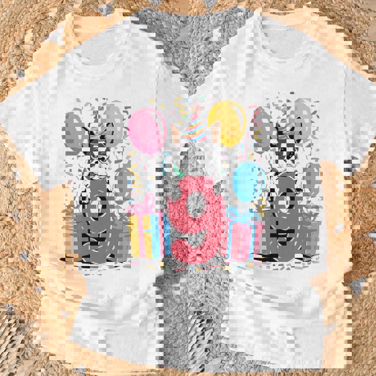 9歳の誕生日 男の子 女の子 9歳 9歳 ボストンテリア 長袖tシャツ Tシャツ 高齢者への贈り物