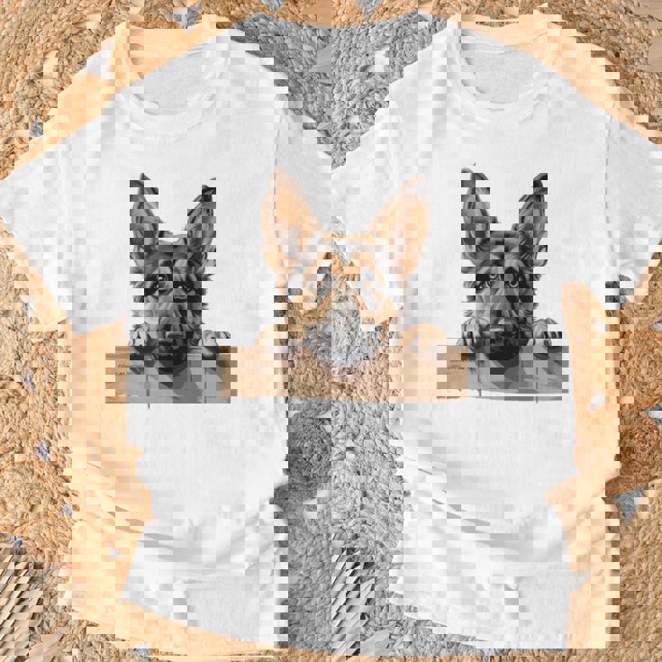 Affectionate Peek ジャーマンシェパードドッグ 長袖tシャツ Tシャツ 高齢者への贈り物